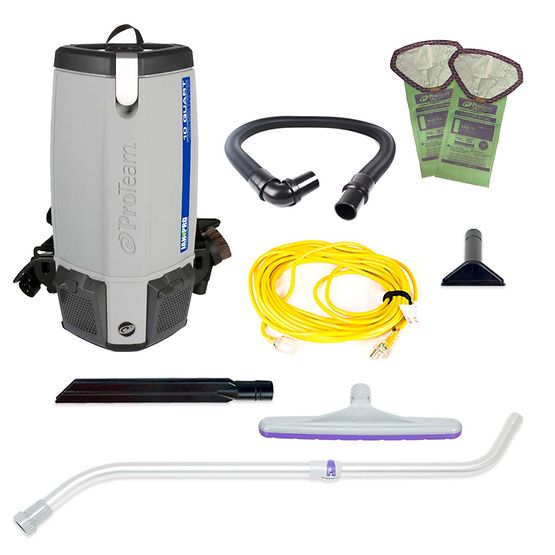 Proteam Jan-Pro Super Coach Pro 10, Backpack Vacuum, 10QT, w/ Xover Multi-Surface Telescoping Wand Tool Kit, 12lbs