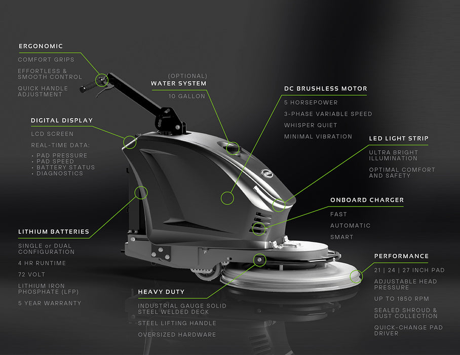 Floor Burnisher | Onyx SXI | 21" | Single Lithium Battery | 2 Hour Runtime