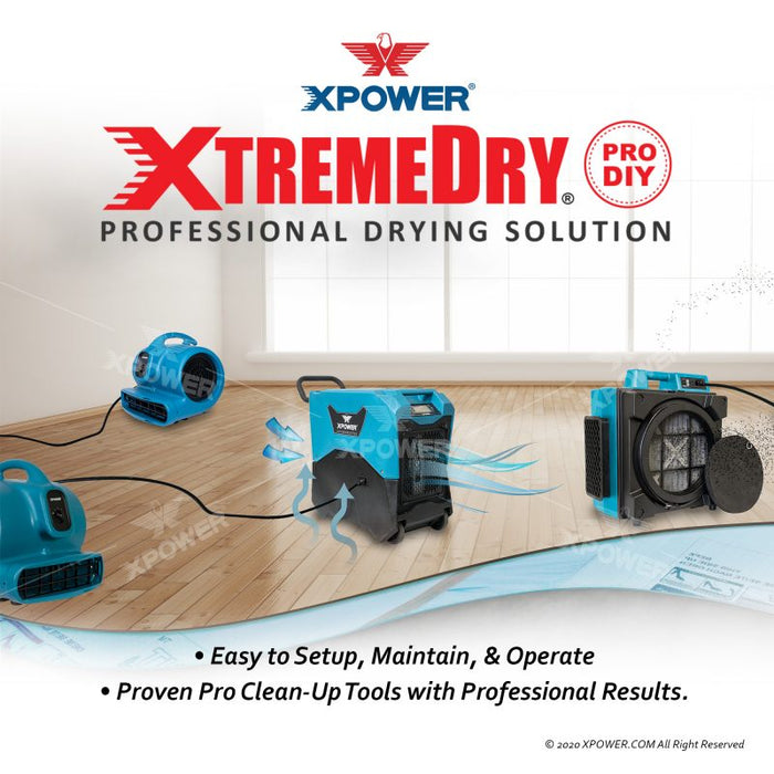 XTREMEDRY® Sahara Complete DIY Pro-Drying System, Air Mover, Dehumidifier, HEPA Air Scrubber, Transport Cart, HEPA