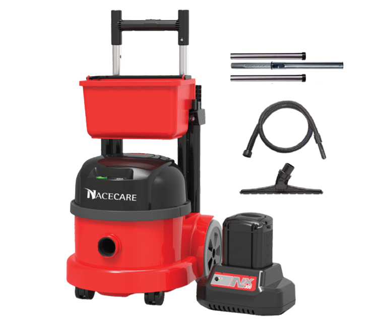 NaceCare NBV 290NX, Canister Vacuum, 3.5 Gallon, 23lbs, Battery, With Tools, Up to 2500 Charge Cycles