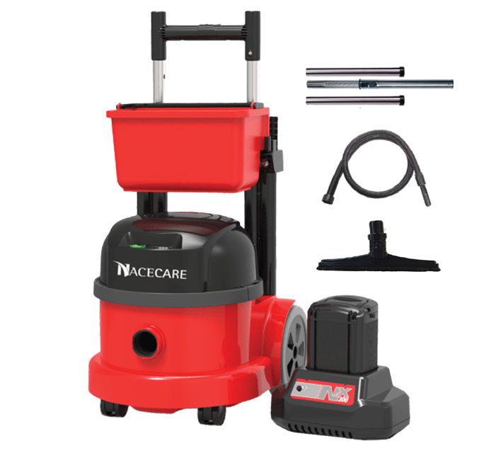 NaceCare NBV 290NX, Canister Vacuum, 3.5 Gallon, 23lbs, Battery, With Tools, Up to 2500 Charge Cycles