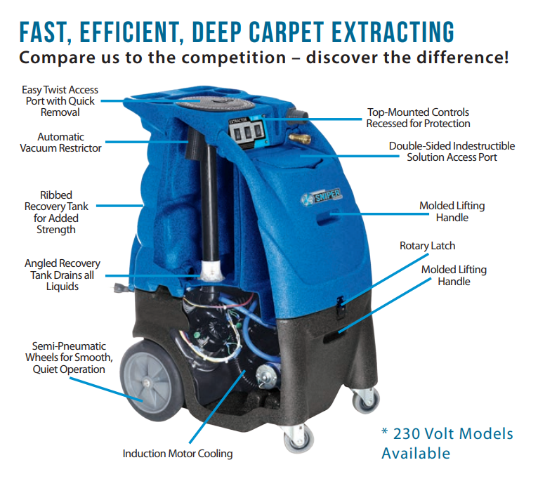 Carpet Extractor | Sandia Sniper 80-3100, 12 Gallon, 100 PSI, Cold Water