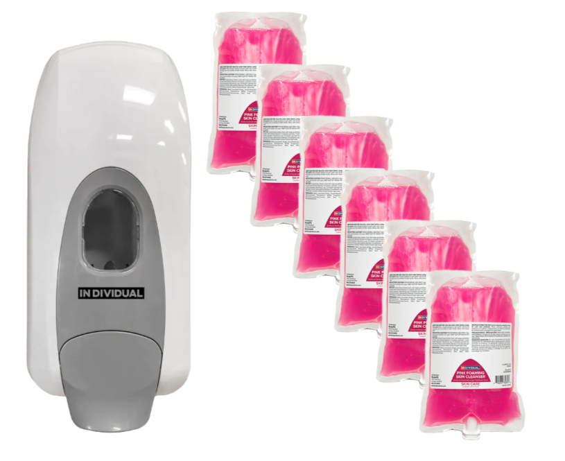 Hand Soap | Pink Foaming | Case of 6 X 1000 ML | Includes White Dispenser