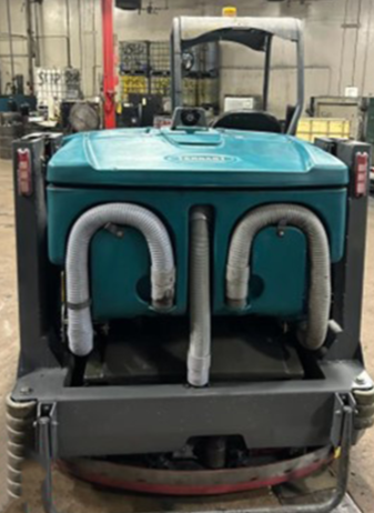 Used Tennant M30, Floor Sweeper Scrubber,  62”, 75 Gallon, Propane, Ride On, Cylindrical, Overhead Guard