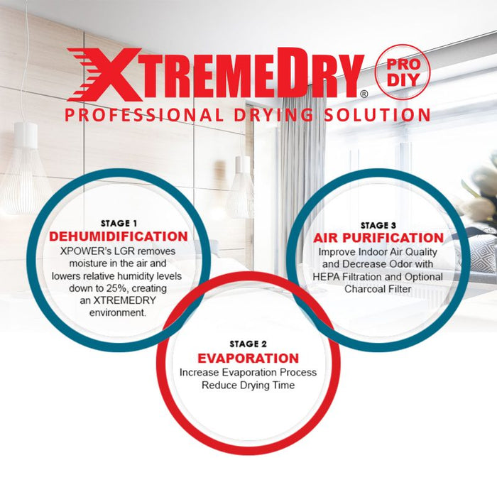 XTREMEDRY® Sahara Complete DIY Pro-Drying System, Air Mover, Dehumidifier, HEPA Air Scrubber, Transport Cart, HEPA