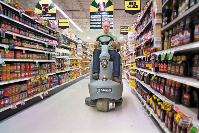 Advance Advolution 2710, Floor Burnisher, 27", Up to 1760 RPMs, Battery, Dust Control, Ride On