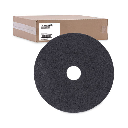 Stripping Floor Pads, 18" Diameter, Black, 5/carton