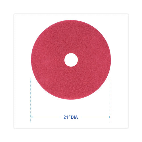 Buffing Floor Pads, 21" Diameter, Red, 5/carton